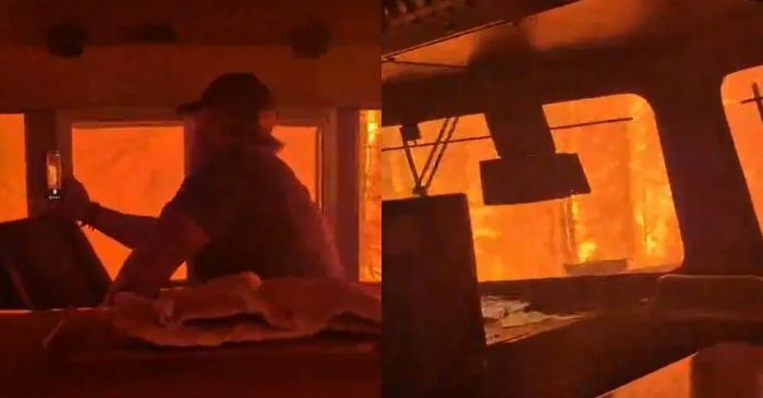 Canada wildfire engulfs freight train