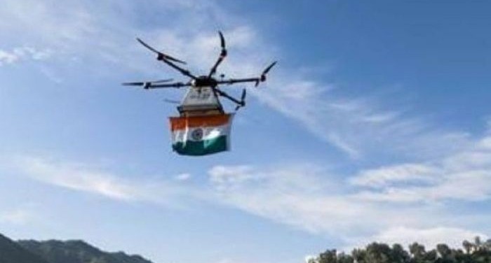 Indian post makes first ever drone delivery of national flag in Himachal 