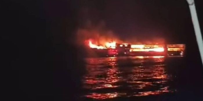 Philippine ferry fire kills 5, 87 missing: coast guard
