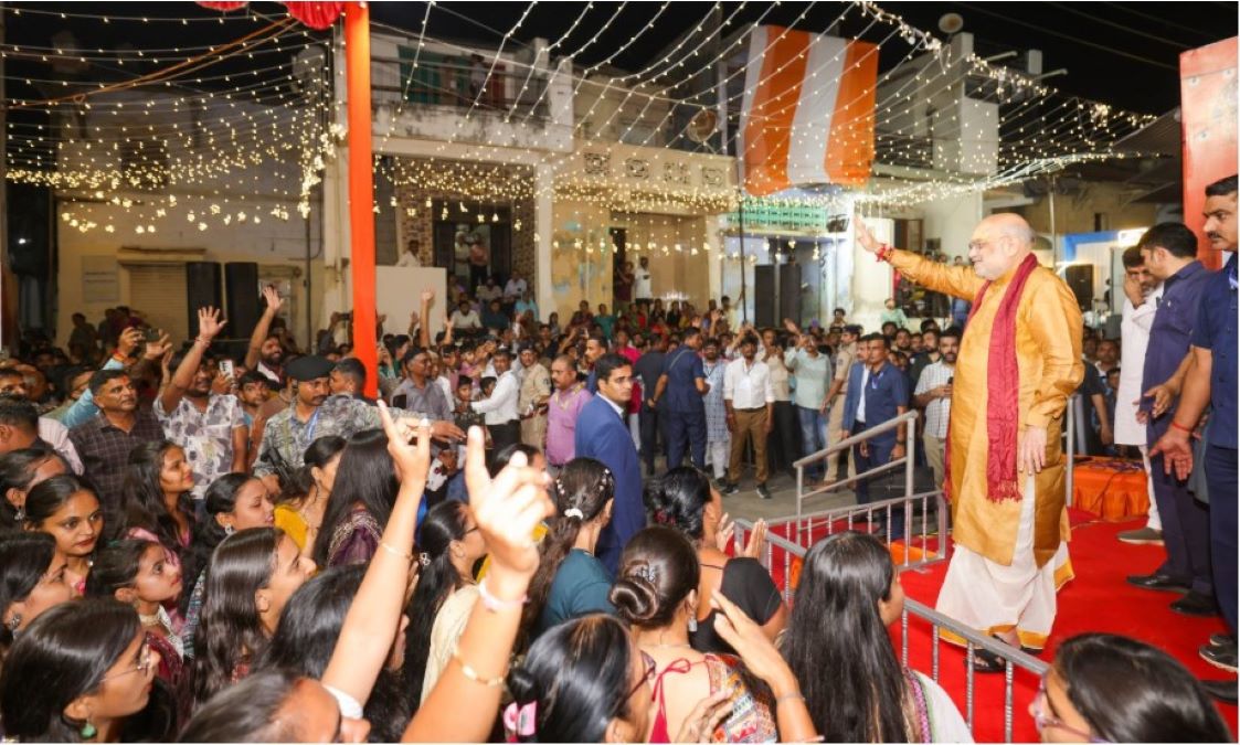 Amit Shah attends Garba celebrations, visits temples across Gujarat