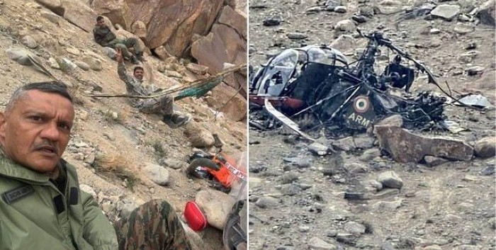 Army officers survive chopper crash in Leh, their selfie goes viral