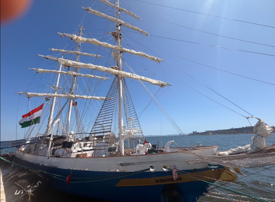 INS Sudarshini arrives in Lisbon as part of Lokayan 26 expedition