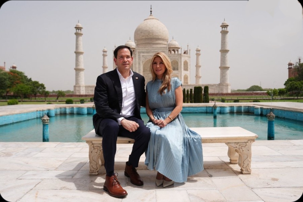 US Secretary Marco Rubio visits Taj Mahal with wife Jeanette