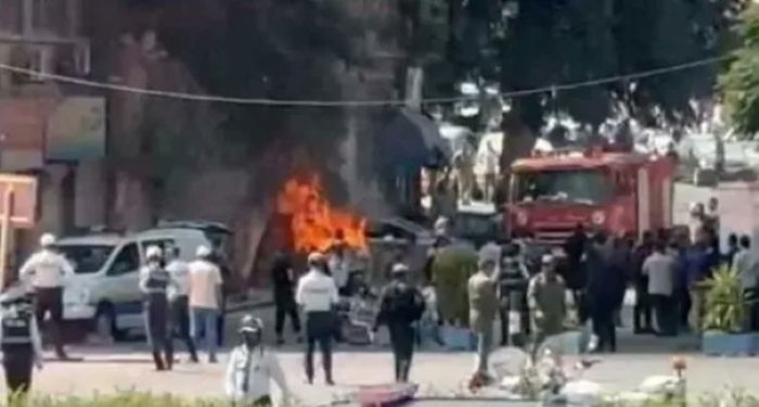 Explosions rock Damascus as French President Macron visits Syria