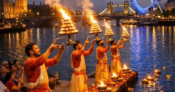 Historic first-ever Ganga Aarti held on River Thames in UK