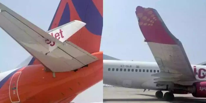 Wings of two planes collided at Delhi International Airport