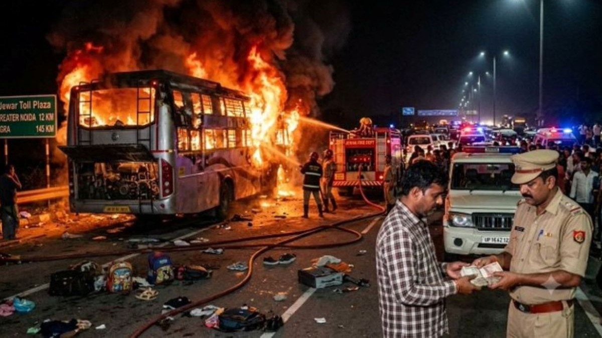 UP: 9 killed as bus catches fire on Yamuna E-way in Gr. Noida